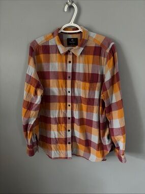 WindRiver Plaid Button-Down Shirt in Maroon, Mustard & White